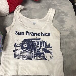 Brandy Melville Cream Tank with Navy San Francisco Design